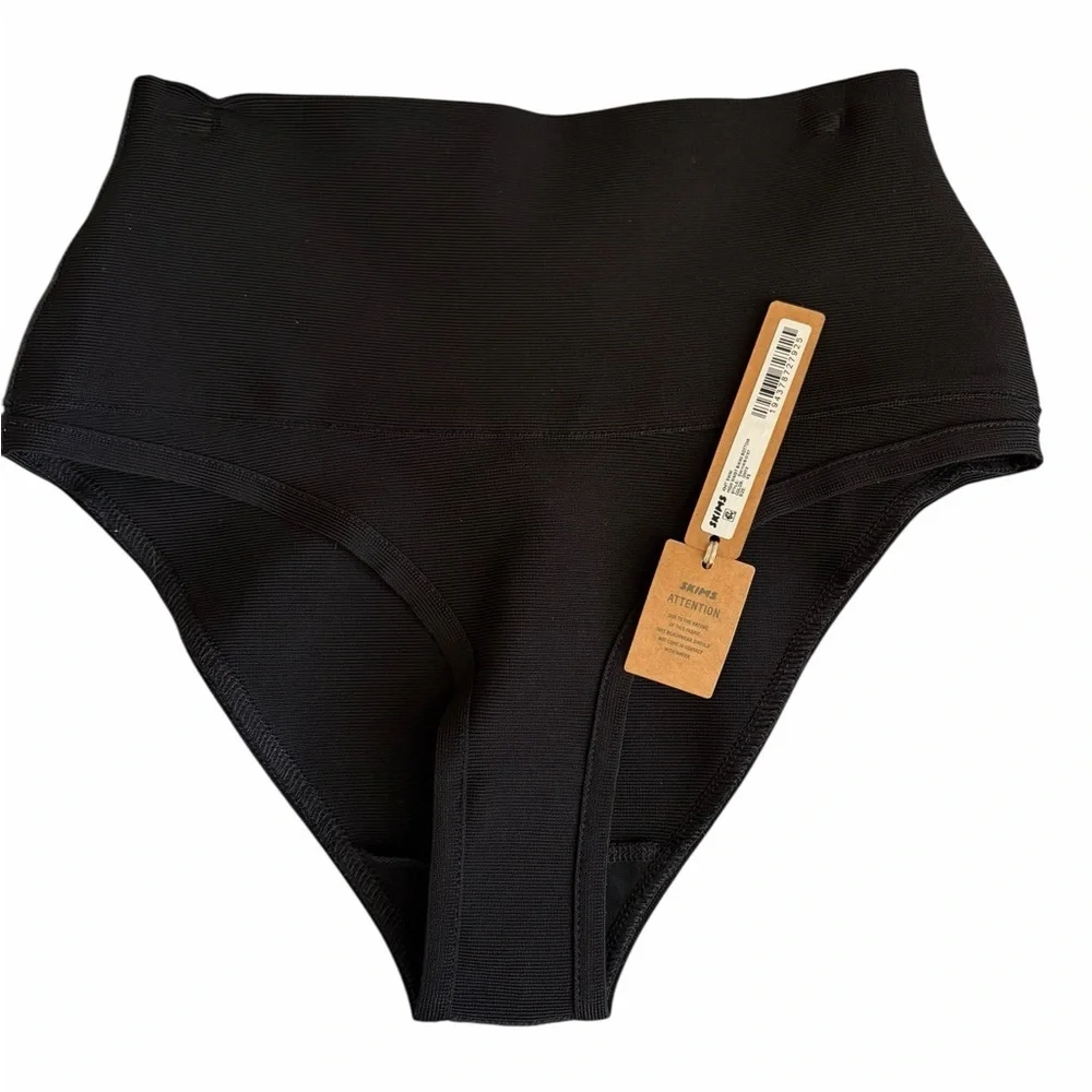 SKIMS Knit Swim High Waist Bikini Bottom – Onyx (XS)